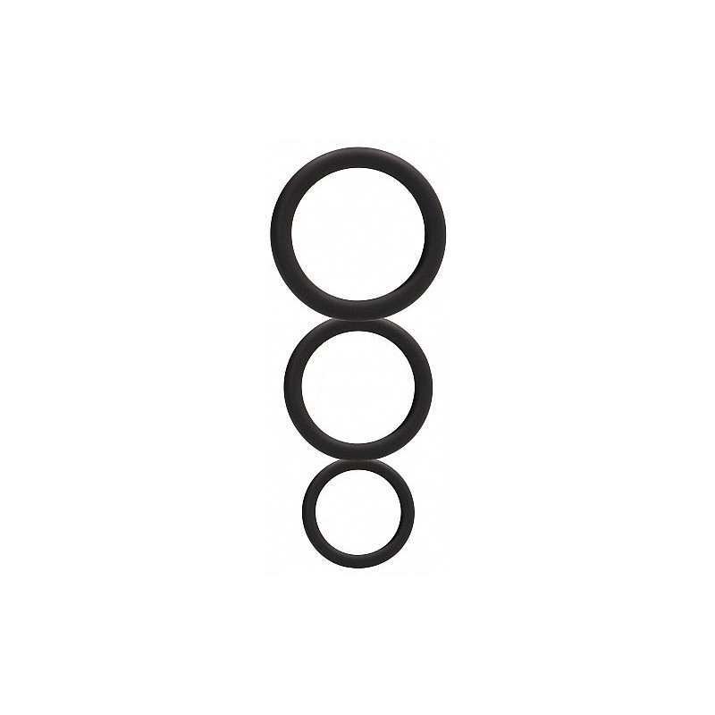 Shots Toys Set de 3 cockrings noirs en silicone